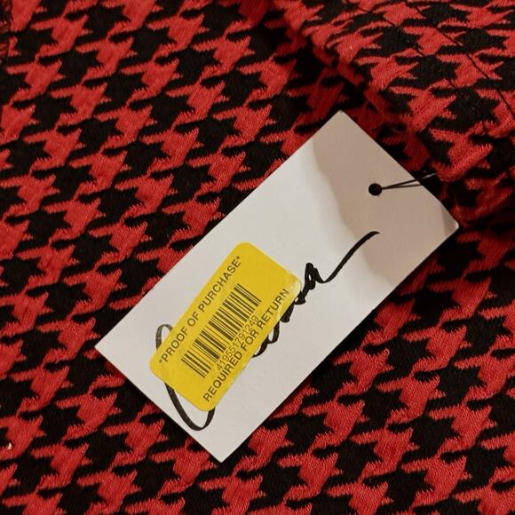 NWT Calessa Womens Stretch Knit Houndstooth Cowl Neck Tunic Top Size L Red Black - Picture 12 of 16